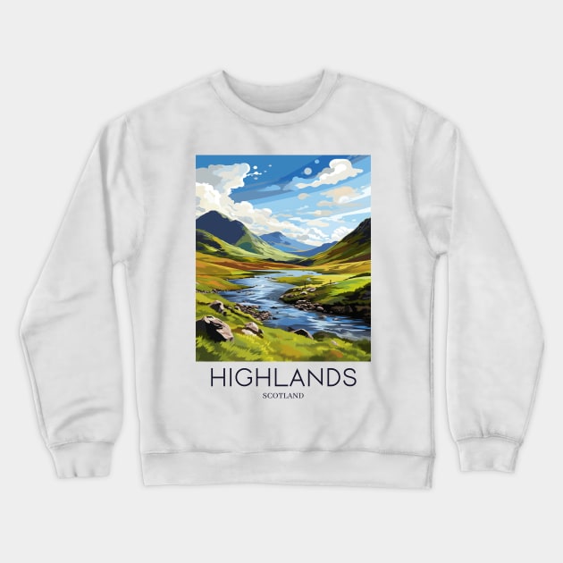 A Pop Art Travel Print of the Highlands - Scotland Crewneck Sweatshirt by Studio Red Koala